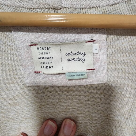 Anthropologie Cardigan Sweater Cream Tie Wrap Size Large Minimalist - Picture 6 of 7